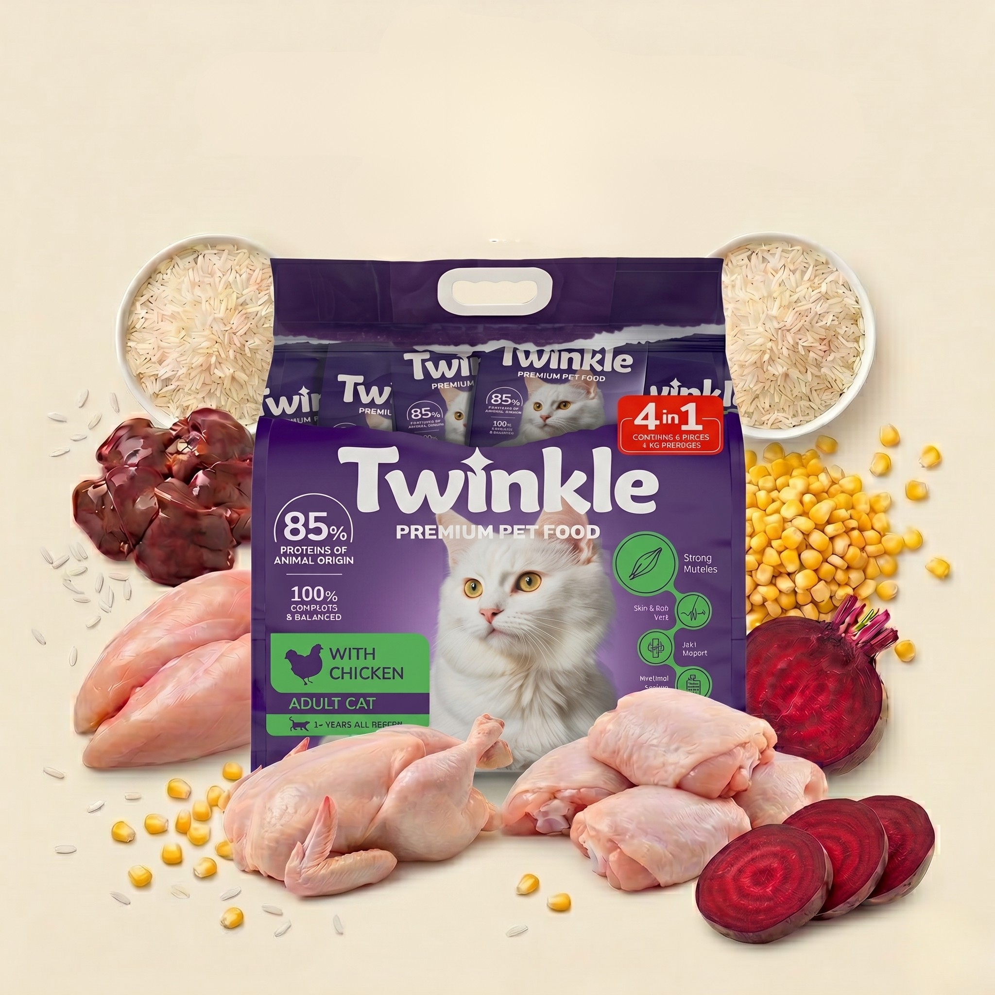 Yetişkin Kediler için Tavuklu Tam ve Dengeli Kedi Maması 4 kg