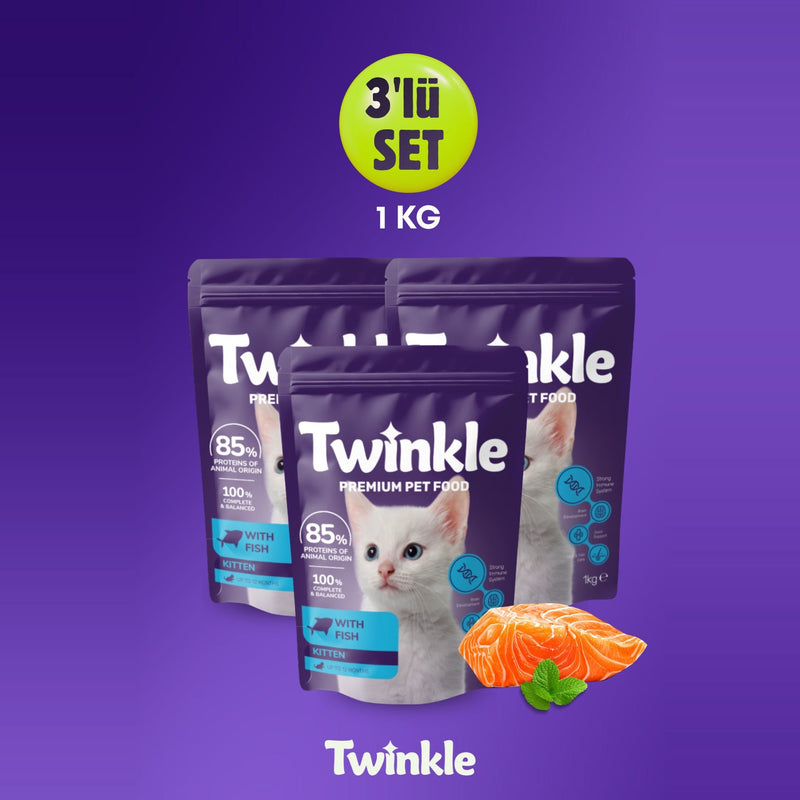 Balıklı Yavru Kedi 1 Kg x 3 Adet Avantajlı Paket Kedi Maması
