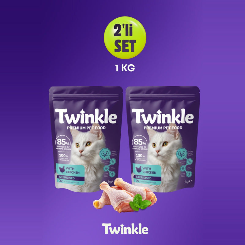 Tavuklu Kısırlaştırılmış Yetişkin Kedi Maması 1 Kg x 2 Paket – Tam ve Dengeli Beslenme