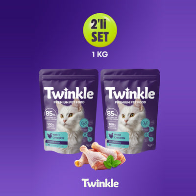 Tavuklu Kısırlaştırılmış Yetişkin Kedi Maması 1 Kg x 2 Paket – Tam ve Dengeli Beslenme