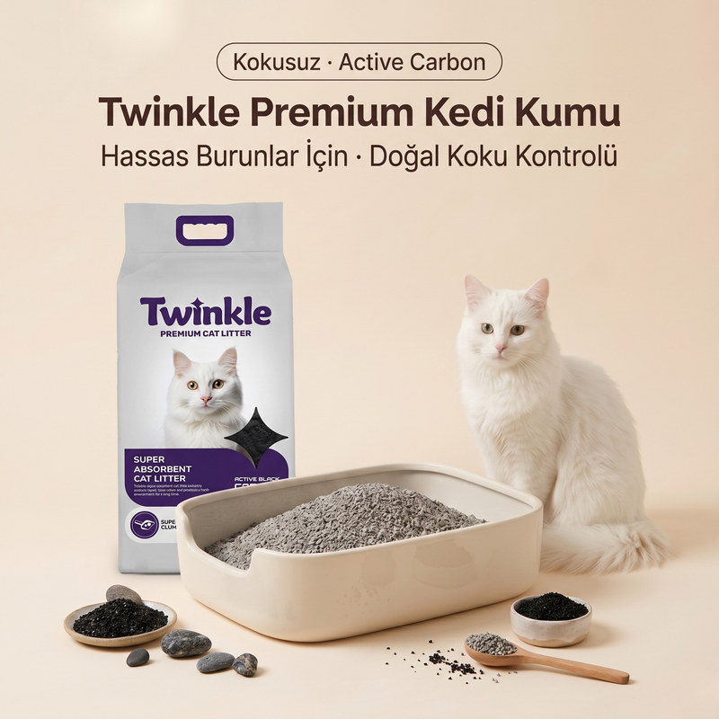 Twinkle Kedi Kumu Active Carbon Kokusuz Naturel ( 10 kg.)