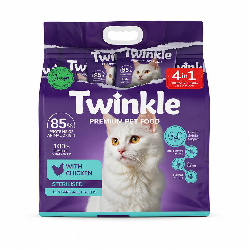 Twinkle Tavuklu Kısırlaştırılmış Kedi Maması 4 Kg. (4 in 1)