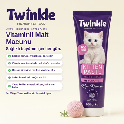 Twinkle Kitten Paste Yavru Kedi Malt Macunu 100 gr - Sağlıklı Gelişim, Bağışıklık ve Sindirim Desteği