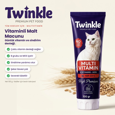 Twinkle Multivitamin Kedi Malt Macunu 100 gr - Vitamin, Mineral ve Sindirim Desteği