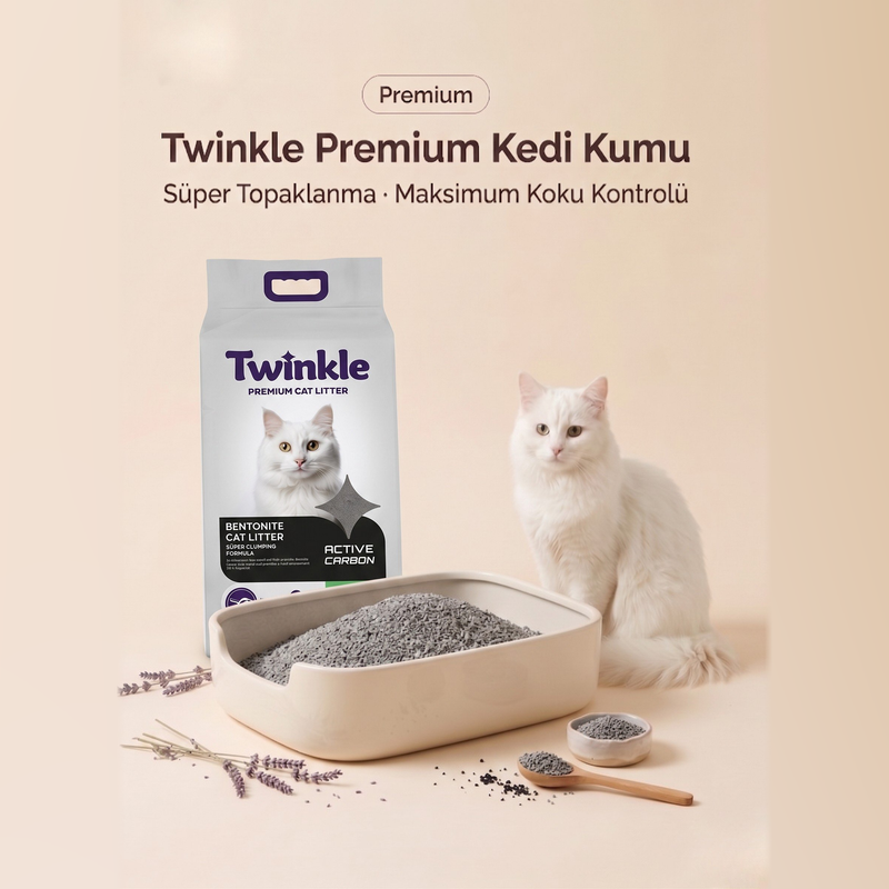 Aktif Karbonlu Bentonit Kedi Kumu 10 L – Süper Topaklanan, %100 Doğal ve Yüksek Koku Kontrolü